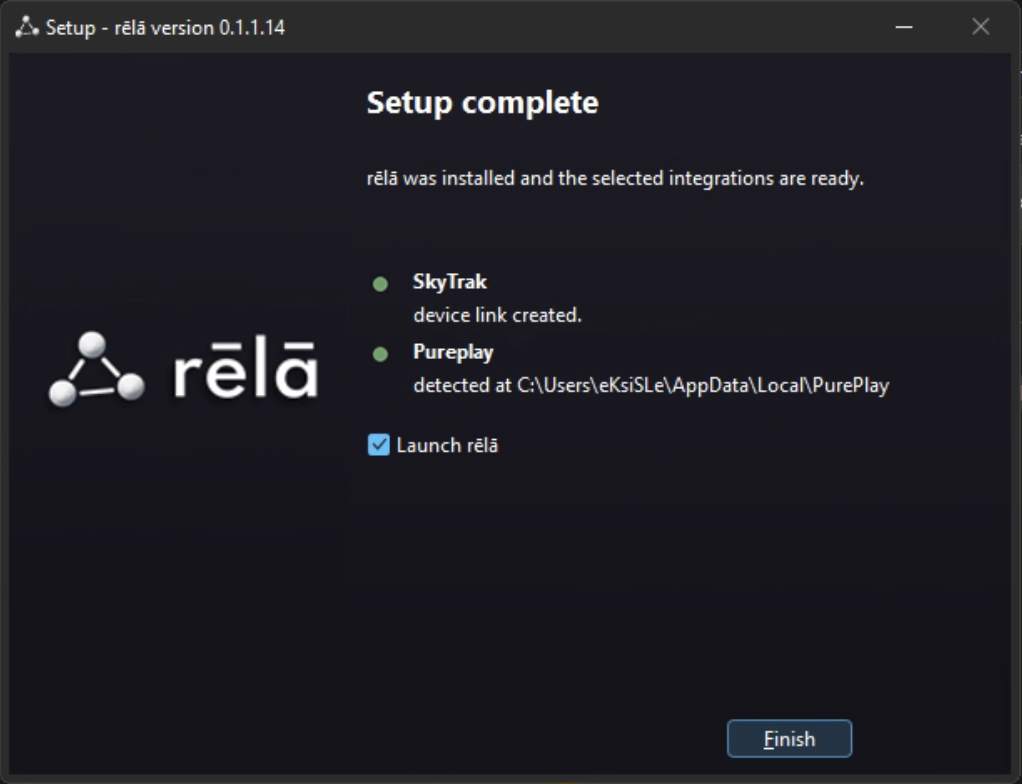 Setup complete page