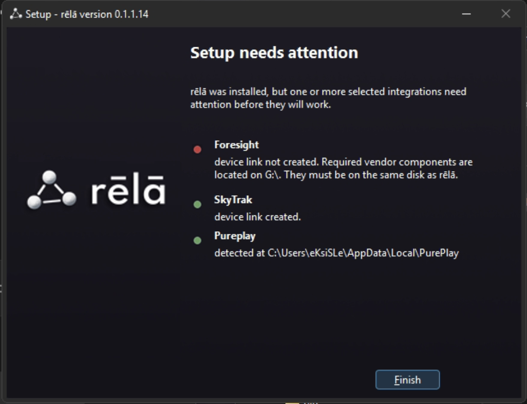 Setup needs attention page