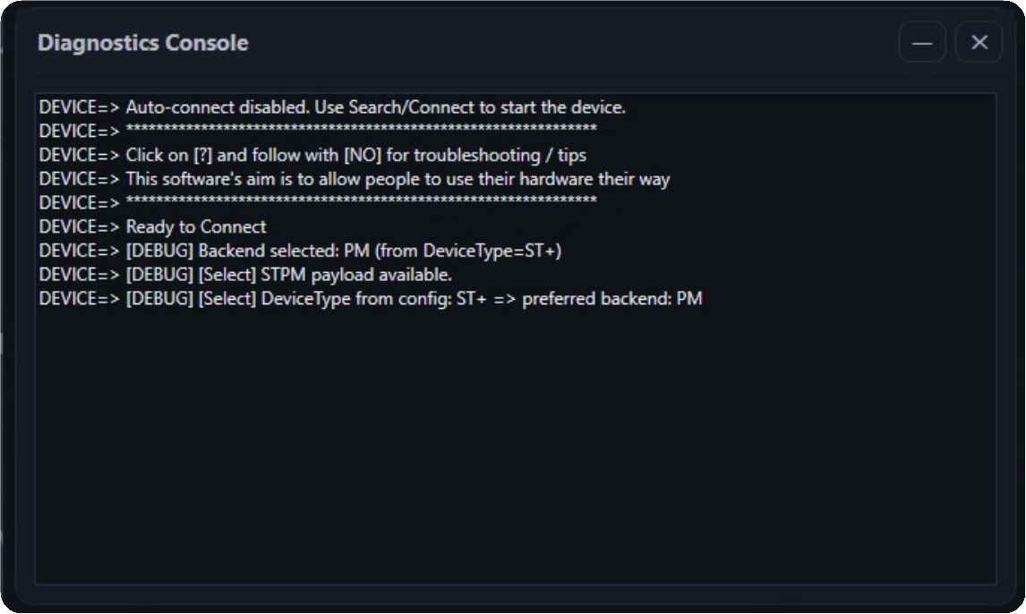Console or log view
